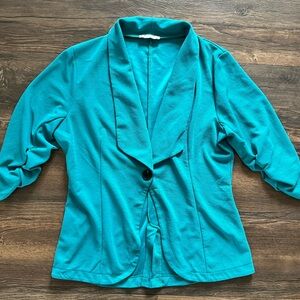 Teal Button-Up Blazer
